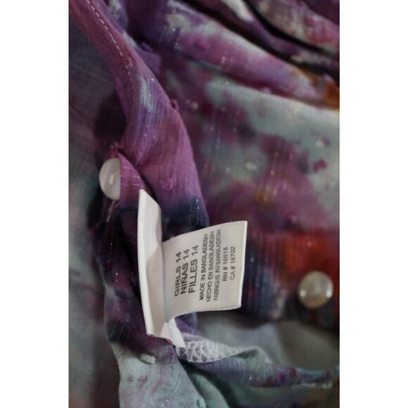 Bloome Girls 14 Ruffle Asymmetrical Galaxy Crumple Tie-Dye Dress Artisan Dyed - Picture 7 of 12